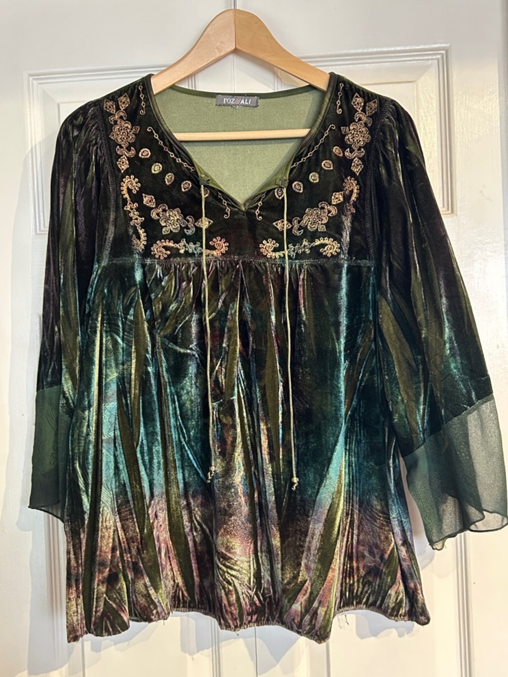 Roz & Ali Velvet Witchy Boho Top Size 1X - Picture 6 of 6